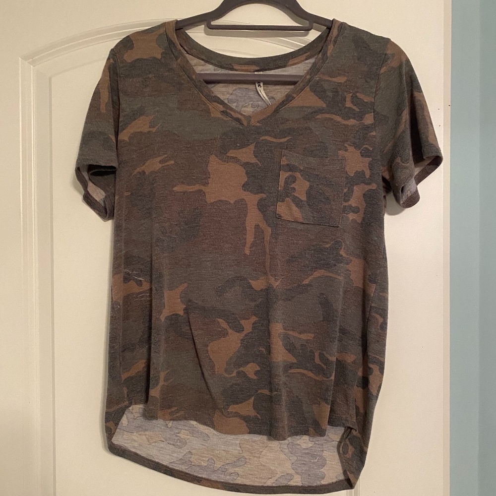 Camo V-neck Tee
